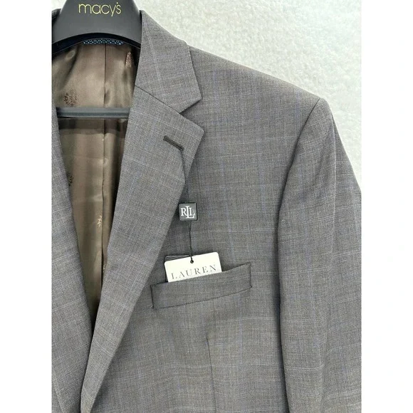 Lauren Ralph Lauren Ultraflex Gray Plaid Blazer Sport Coat Jacket 44L